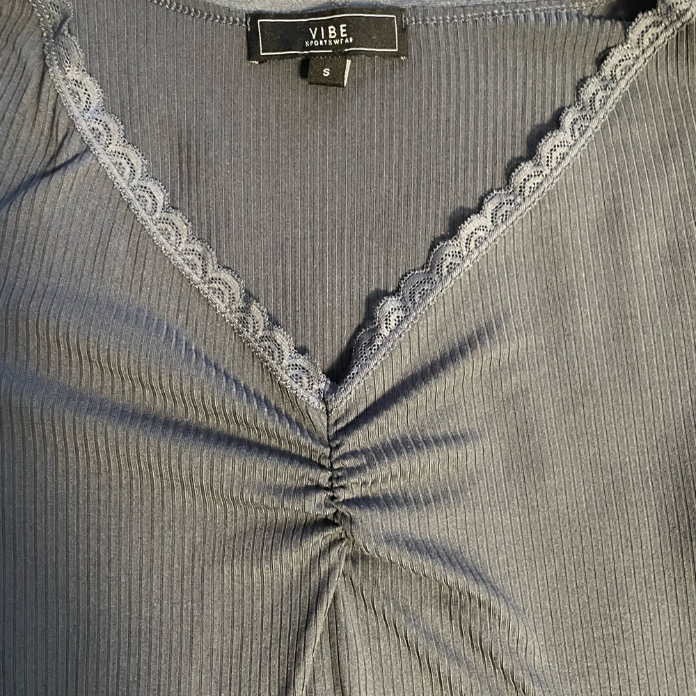 Vibe Women's Dusty Blue Ruched Blouse